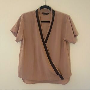 BCBGMaxAzria Striped Short-sleeve Blouse - small